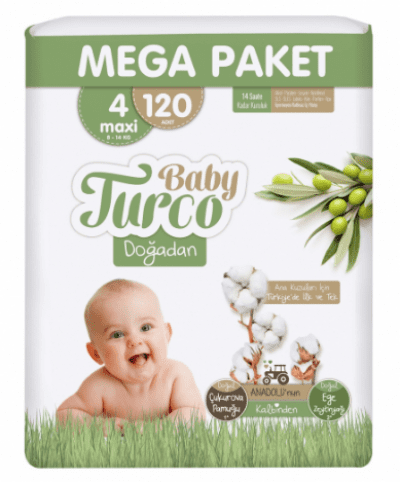 Baby Turco Çocuk Bezi Doğadan Mega Paket No 4 120 Adet