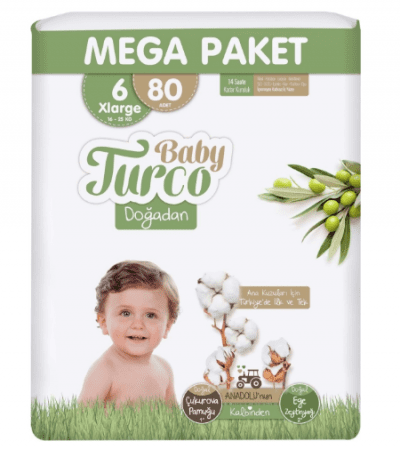 Baby Turco Çocuk Bezi Mega Paket No 6 80 Adet