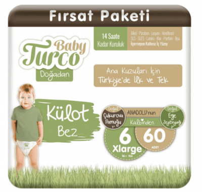 Baby Turco Külot Bez Doğadan Avantaj Paket No 6 60 Adet