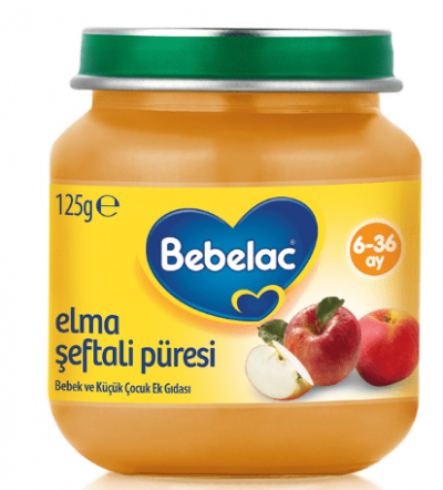 Bebelac Apple Peach Puree Baby Food  125 gr 