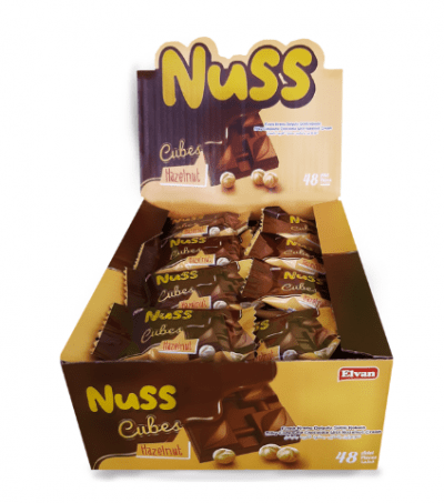 Elvan Nuss Cubes Milk Compound Chocolate With Hazelnut Cream Filling 12 gr