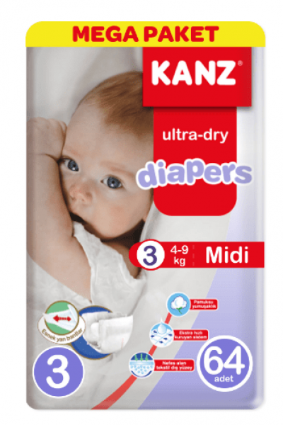 Kanz Çocuk Bezi Mega Paket No 3 64 Adet