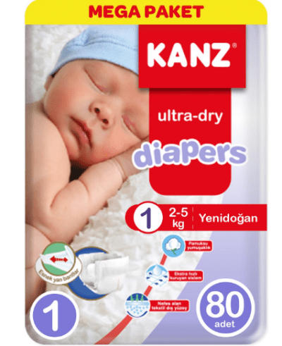 Kanz Çocuk Bezi Yeni Doğan Mega Paket No 1 80 Adet