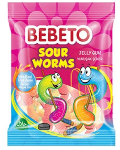 Kervan Gıda Bebeto Sour Worms  80 gr