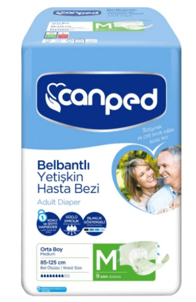 Canped Belbantlı Yetişkin Hasta Bezi Beden M 9 adet