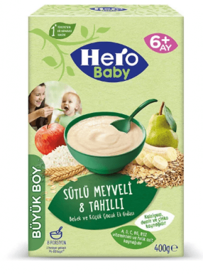 Ülker Hero Baby 8 Grain Baby Food with Milk and Fruit 400 gr