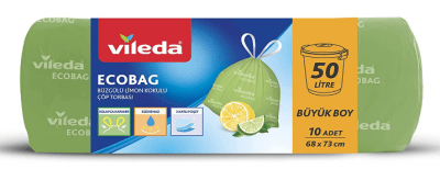 Vileda Ecobag Drawstring Lemon Scented Garbage Bag Large Size 10 pcs