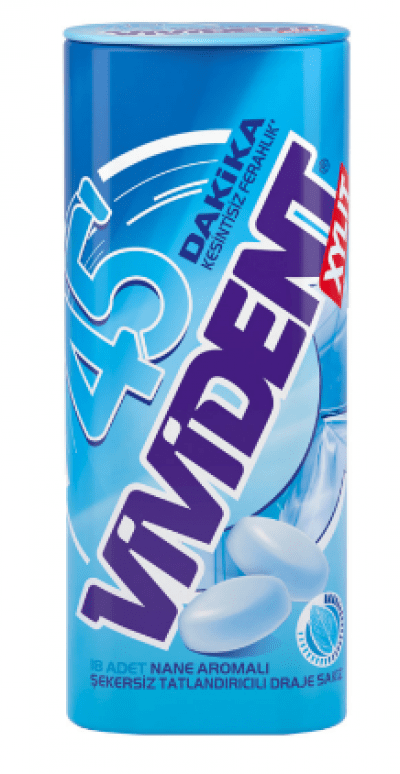 Vivident 45 Minutes Gum Dragee Metal Box  21 gr