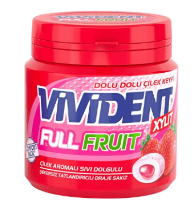 Vivident Full Fruit Çilekli Sakız 90 gr